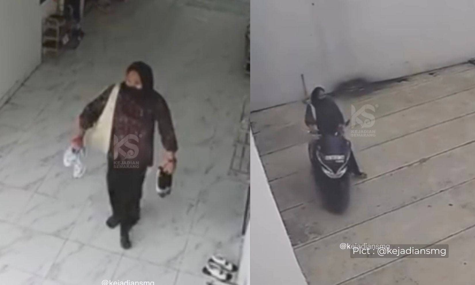 awas-maling-makin-nekat-wanita-berhijab-ini-curi-sepatu-di-kost-wilayah-sendangguwo-kota-semarang