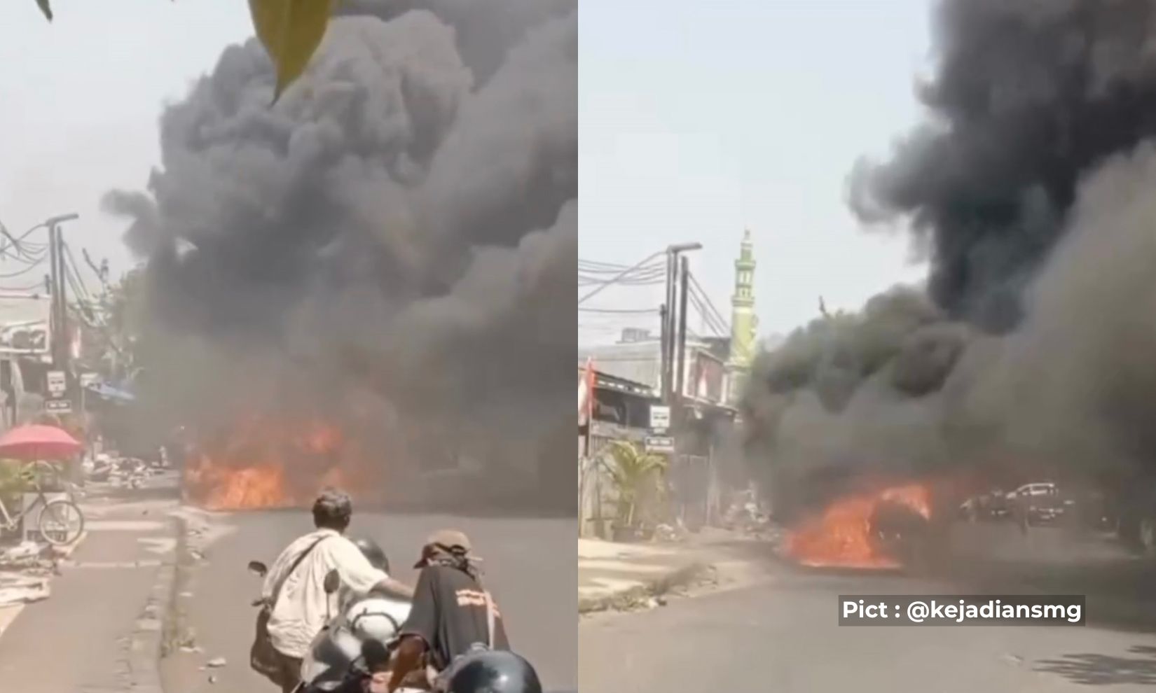 mobil-pick-up-angkut-motor-dan-cairan-diduga-oli-hangus-terbakar-di-jalan-kokrosono-semarang-barat