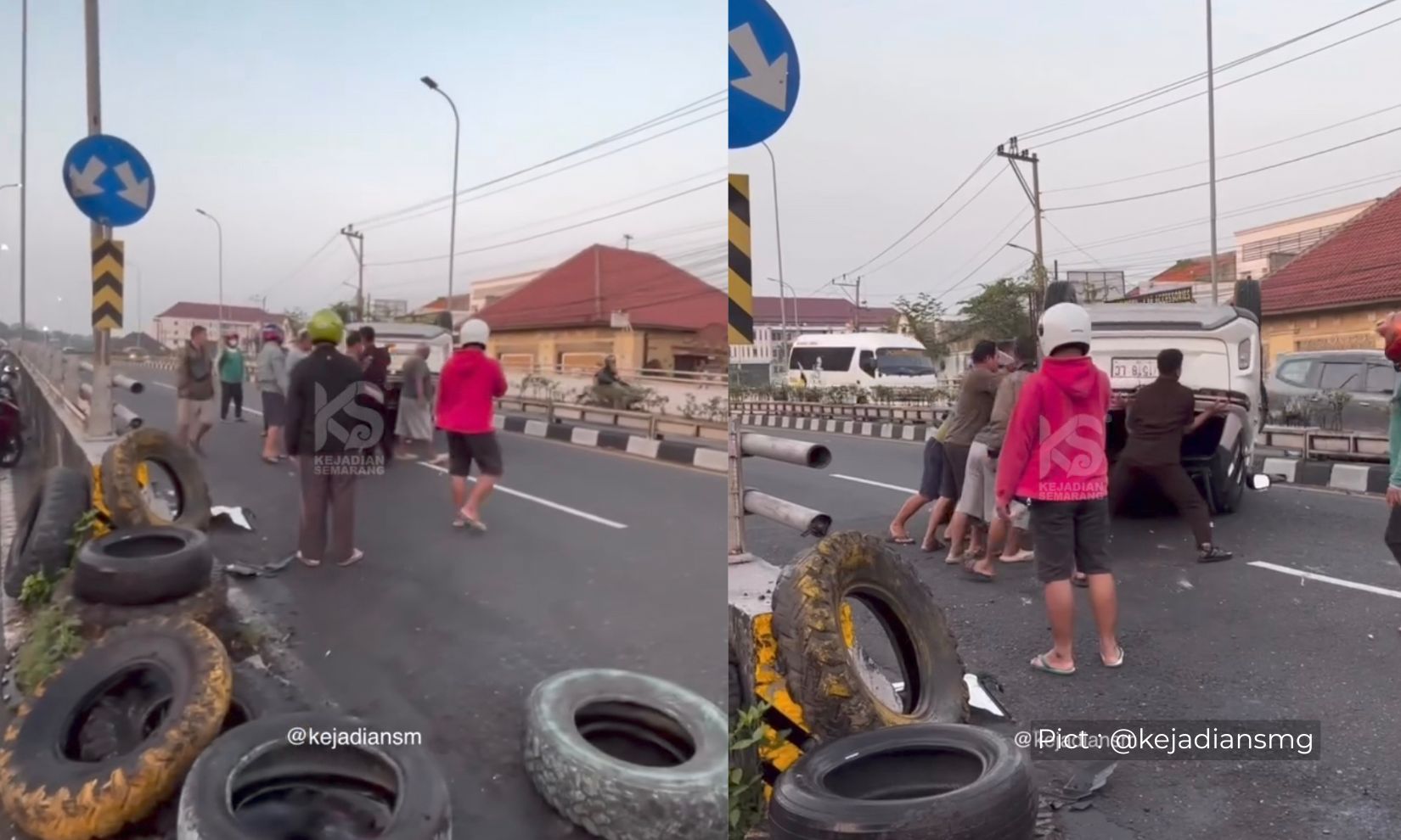 tetap-fokus-lan-waspada-lur-mobil-plat-kalteng-terbalik-usai-menabrak-pembatas-jalan-di-fly-over-jatingaleh-kota-semarang